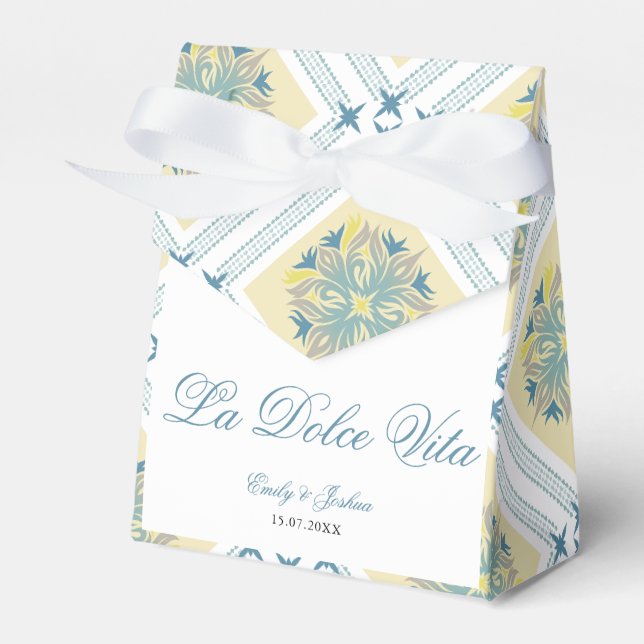La Dolce Vita Italian Lemon Wedding Favor Boxes (Front Side)