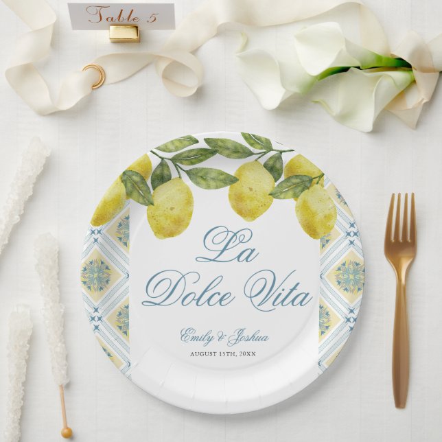 La Dolce Vita Italian Lemon Wedding Paper Plates (Wedding)