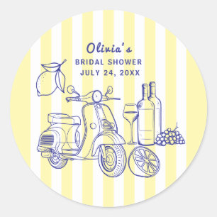 La Dolce Vita Italian Lemon Wine Bridal Shower Classic Round Sticker