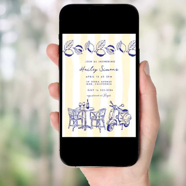 La Dolce Vita Italian Lemon Yellow Bridal Shower Invitation (Front Digital)