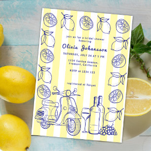 La Dolce Vita Italian Lemon Yellow Bridal Shower Invitation