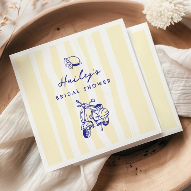 La Dolce Vita Italian Lemon Yellow Bridal Shower Napkins (Creator Uploaded)