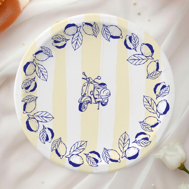 La Dolce Vita Italian Lemon Yellow Bridal Shower Paper Plates (Creator Uploaded)