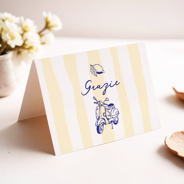 La Dolce Vita Italian Lemon Yellow Bridal Shower Thank You Card (Creator Uploaded)