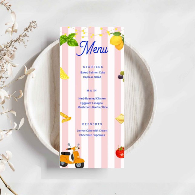 La Dolce Vita Italian Party Menu (italian menu card, la dolce vita menu, italian party menu, birthday menu sign, pasta party decor, pi)