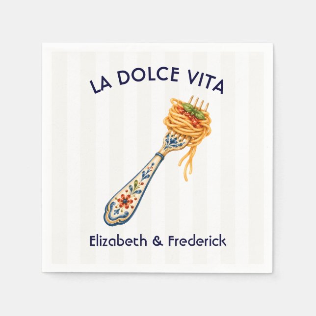 La Dolce Vita Italian Pasta Amalfi Coast Wedding Napkins (Front)