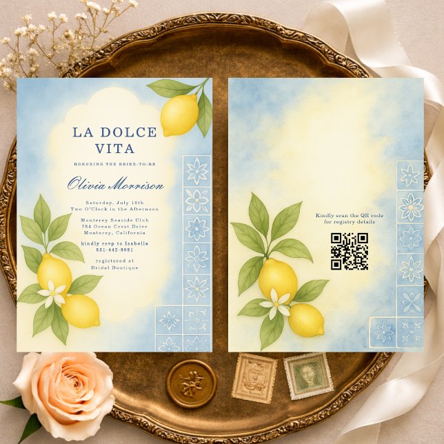 La Dolce Vita Italian QR Code Bridal Shower Invitation (Creator Uploaded)