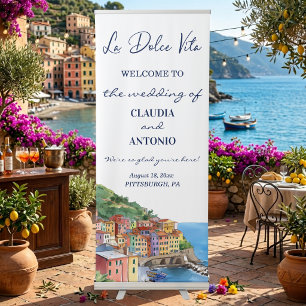 La Dolce Vita Italian Riviera Wedding Welcome Retractable Banner