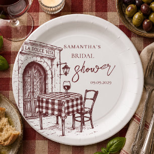 La dolce vita Italian sketch bridal shower  Paper Plates