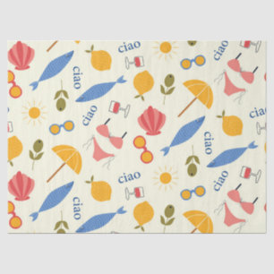 La Dolce Vita Italian Summer beach food pattern Tissue Paper