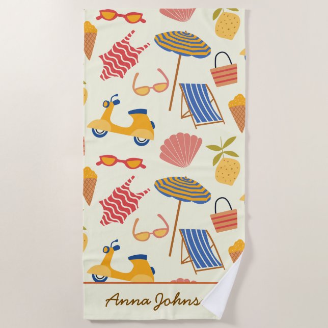 La dolce Vita Italian summer beach Pattern custom  Towel (Front)