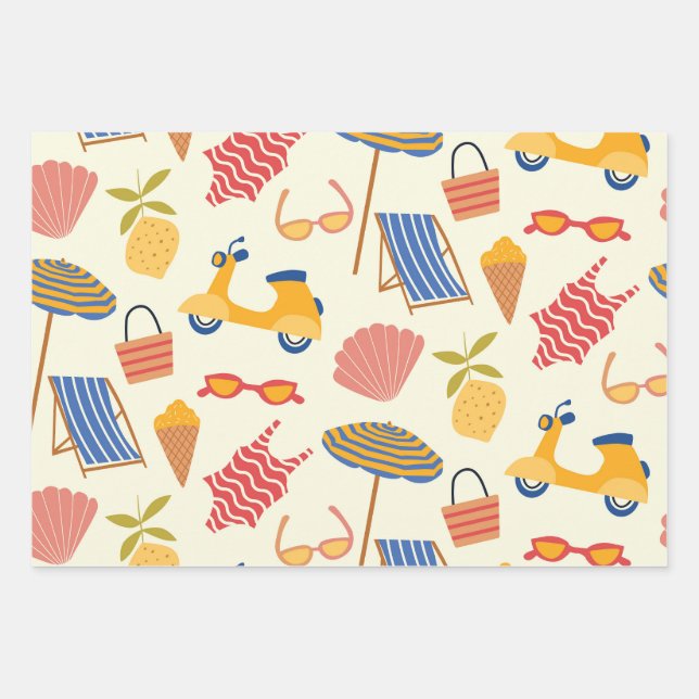 La dolce Vita Italian summer beach Pattern  Wrapping Paper Sheets (Front)