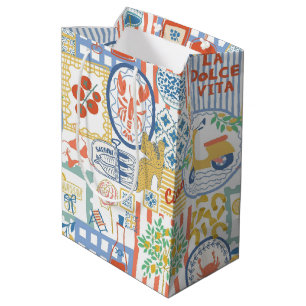 La Dolce Vita Italian Summer Lemons Mediterranean  Medium Gift Bag