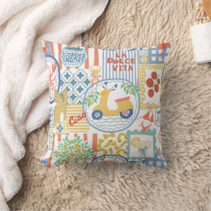 La Dolce Vita Italian Summer Lemons Mediterranean Throw Pillow