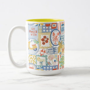 La Dolce Vita Italian Summer Lemons Mediterranean  Two-Tone Coffee Mug
