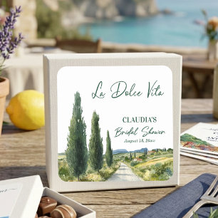 La Dolce Vita Italian View Bridal Shower Square Sticker