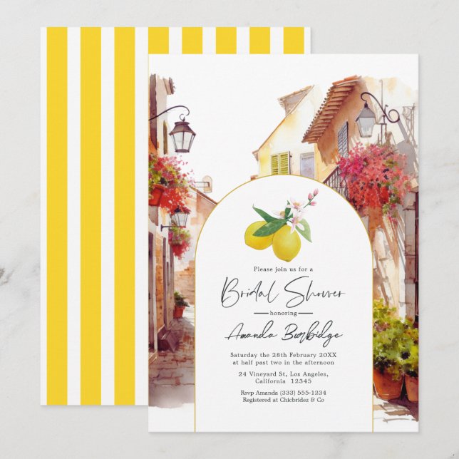 "La Dolce Vita" Italian Village Bridal Shower Invitation (Front/Back)