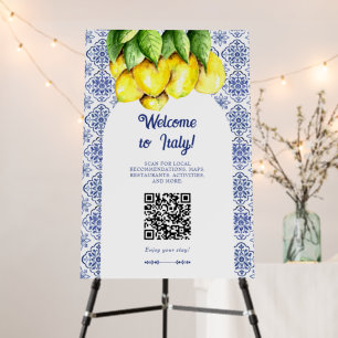 La Dolce Vita Italian Wedding QR Welcome Lemon Foam Board
