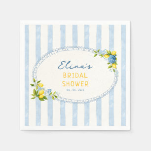 La dolce vita lemon blue hydrangea bridal shower  napkins