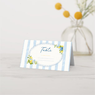 La dolce vita lemon blue hydrangea bridal shower place card