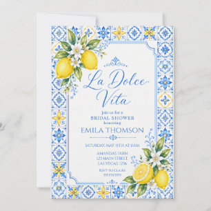 La Dolce Vita Lemon & Blue Tile Bridal Shower Invitation