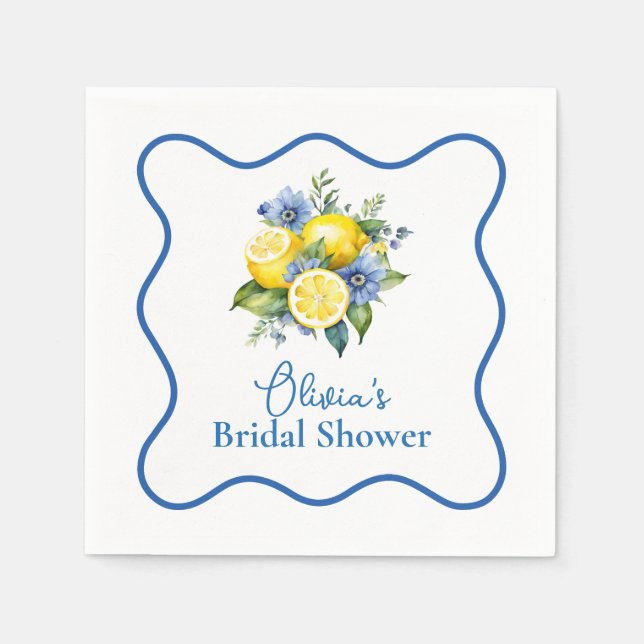 La Dolce Vita Lemon Bridal Shower Napkins (Front)