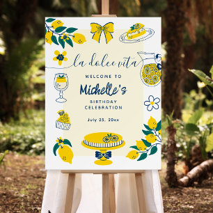 La Dolce Vita Lemon Citrus Birthday Party Welcome Foam Board