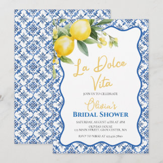 La Dolce Vita Lemon floral Bridal Shower Invitatio Invitation