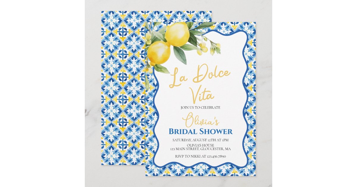 La Dolce Vita Lemon floral Bridal Shower Invitatio Invitation | Zazzle