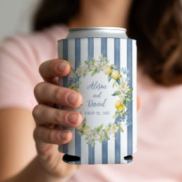 La Dolce Vita Lemon Floral Wedding Can Cooler