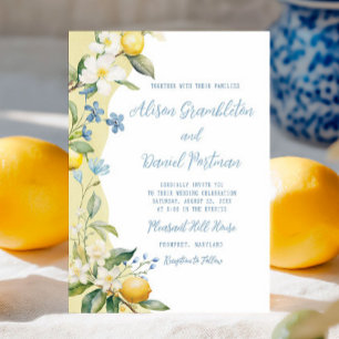 La Dolce Vita Lemon Floral Wedding Invitation