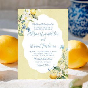 La Dolce Vita Lemon Floral Wedding Invitation