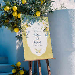La Dolce Vita Lemon Floral Wedding Welcome Sign