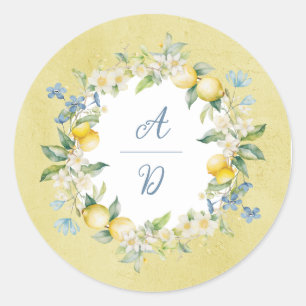 La Dolce Vita Lemon Floral Wreath Wedding Sticker