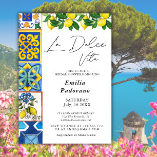 La Dolce Vita Lemon Italian Tiles Bridal Shower Invitation