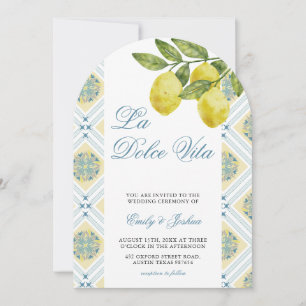 La Dolce Vita Lemon Italian Wedding Arch Invitation