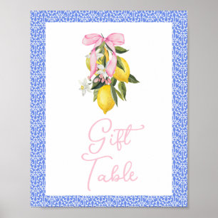 La Dolce Vita Lemon Pink Bow Baby Shower Gifts Poster