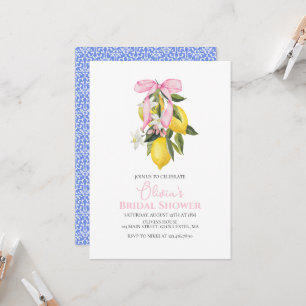 La Dolce Vita Lemon Pink Bow Bridal Shower Invitation