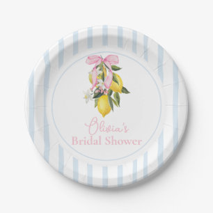 La Dolce Vita Lemon Pink Bow Bridal Shower Paper Plates
