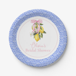 La Dolce Vita Lemon Pink Bow Bridal Shower Paper Plates