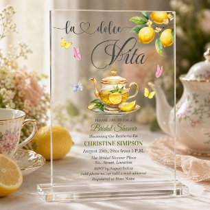 La Dolce Vita Lemon Teapot Bridal Shower Acrylic Invitations