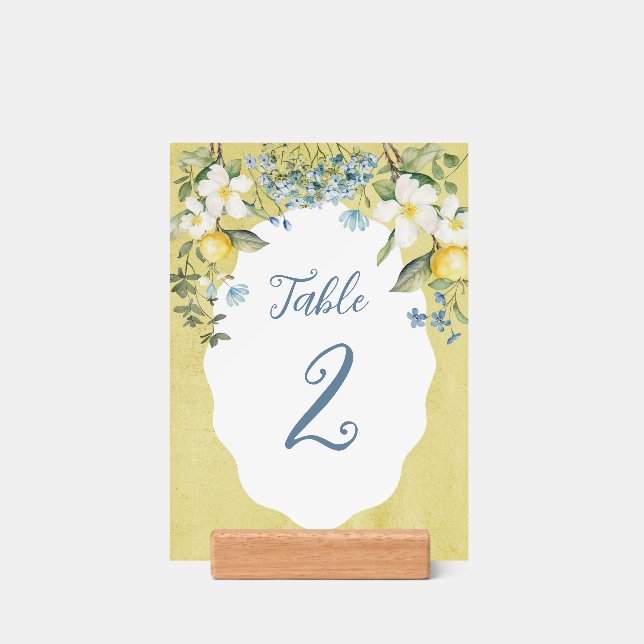 La Dolce Vita Lemon Wedding Table Card Holder (Woodblock)
