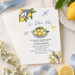 La Dolce Vita Lemons and Bird Bridal Shower Invitation