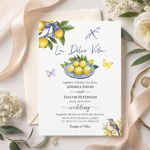 La Dolce Vita Lemons and Bird Wedding Invitation