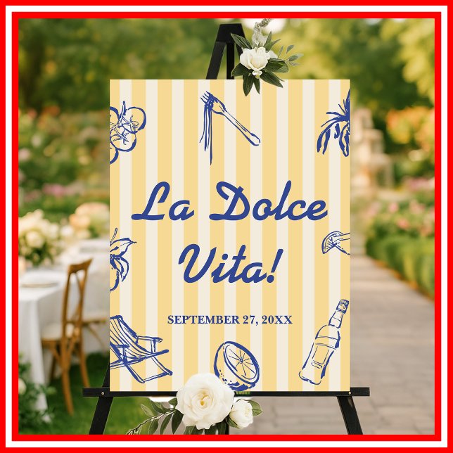 La Dolce Vita Lemons Italian Bridal Shower Welcome Foam Board (Creator Uploaded)