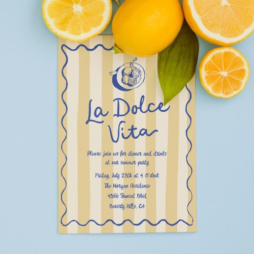 La Dolce Vita Lemons Italian Summer Party Invitation