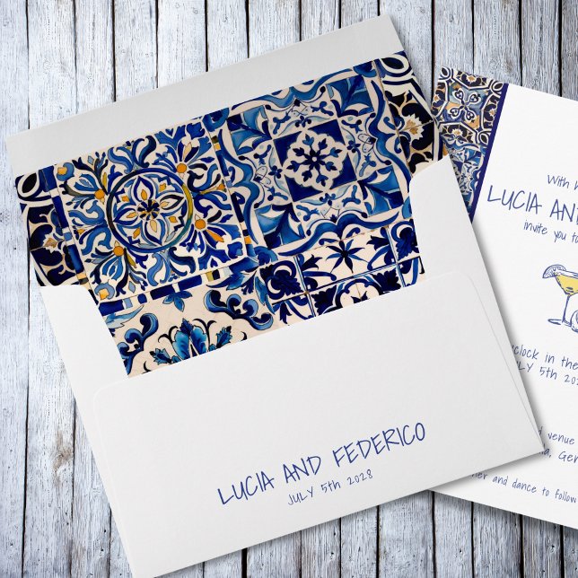 La Dolce Vita mediterranean Italian blue tile Envelope (Creator Uploaded)