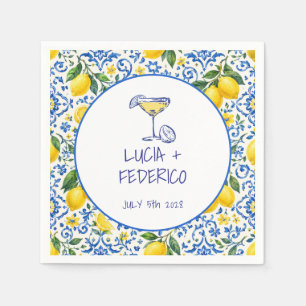 La Dolce Vita mediterranean Italian blue tile Napkins