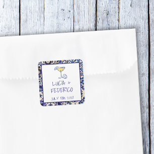 La Dolce Vita mediterranean Italian blue tile Square Sticker