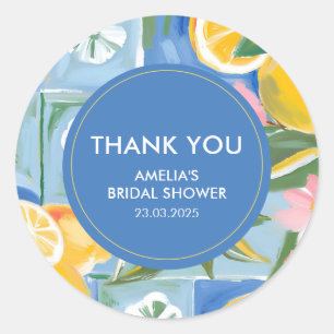 La dolce vita mediterranean summer Bridal Shower Classic Round Sticker